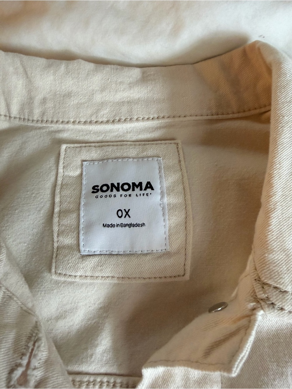 NWT sonoma plus size ecru denim 90’s trucker button up classic cotton jacket - Picture 5 of 9